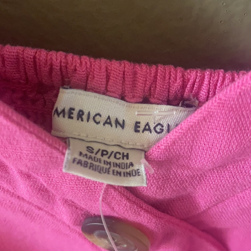 American Eagle Asymmetric Pink Button Front Dress - Picture 2 of 6